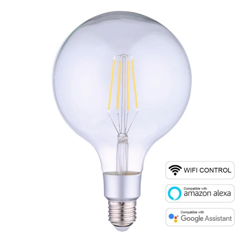 LED21 LED žárovka E27 Smart WiFi G125 6W 2700K stmívatelná, Teplá Bílá